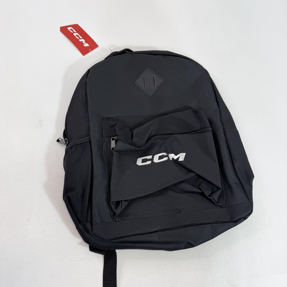 CCM Black 18in Backpack Water Bottle Pocket Adjustable Straps Hockey Gear Bag
